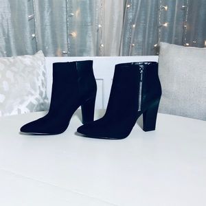 Black Pointed Toe Heeled Booties